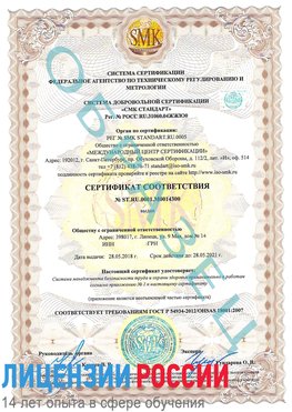 Образец сертификата соответствия Елец Сертификат OHSAS 18001